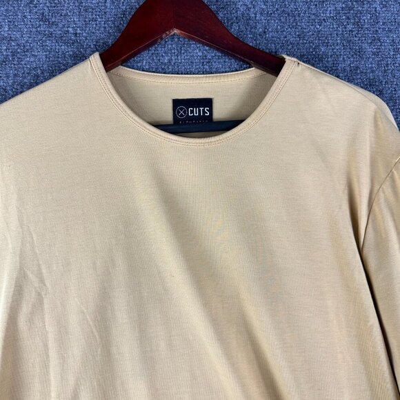 Cuts Active Top Womens Large Elongated Tee Pullover Long Sleeve Gold Stretch - Picture 4 of 8